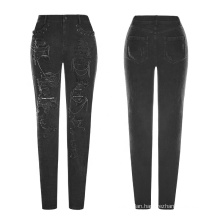 PUNK RAVE OPK-209 Dark Trousers Women Tight Sexy Pants Pencil Skinny Pants Jeans for Women Ankle-length Pants Mid Waist Black